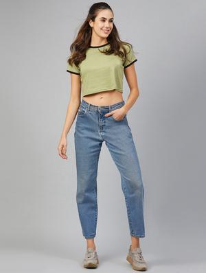 round neck solid crop tee - 17557342 - Standard Image - 4