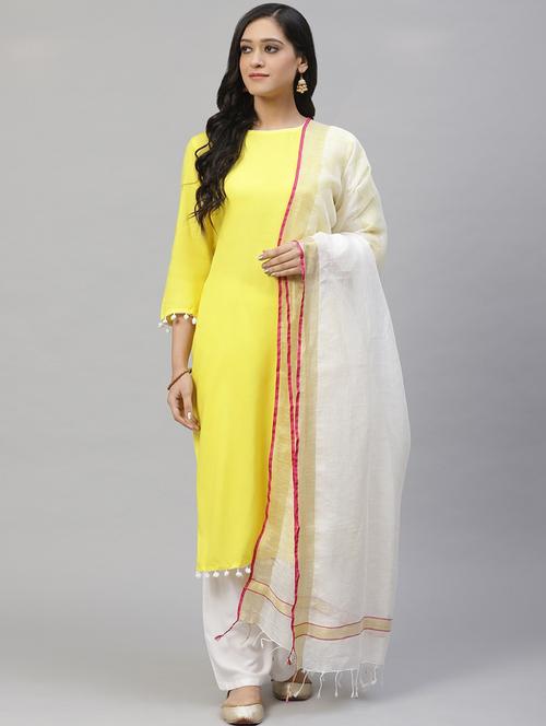 solid woven dupatta - 17557363 - Standard Image - 1