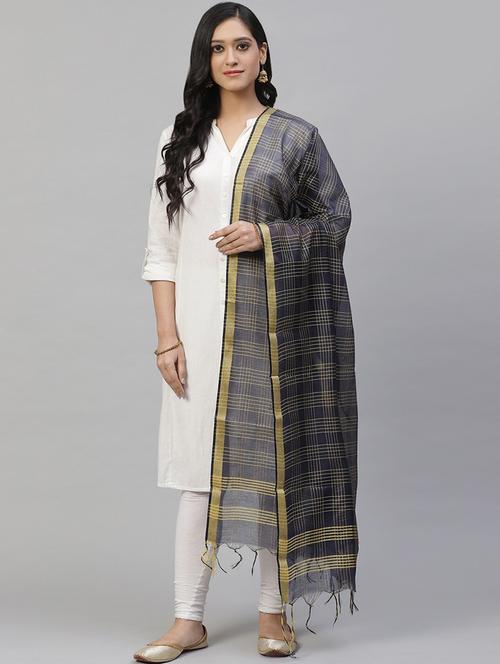 navy blue woven dupatta - 17557369 - Standard Image - 1