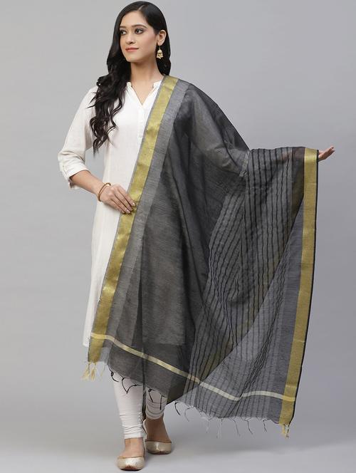 black art silk woven dupatta - 17557372 - Standard Image - 1