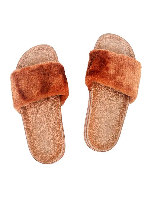 brown slip on flip flop - 17557438 - Standard Image - 1