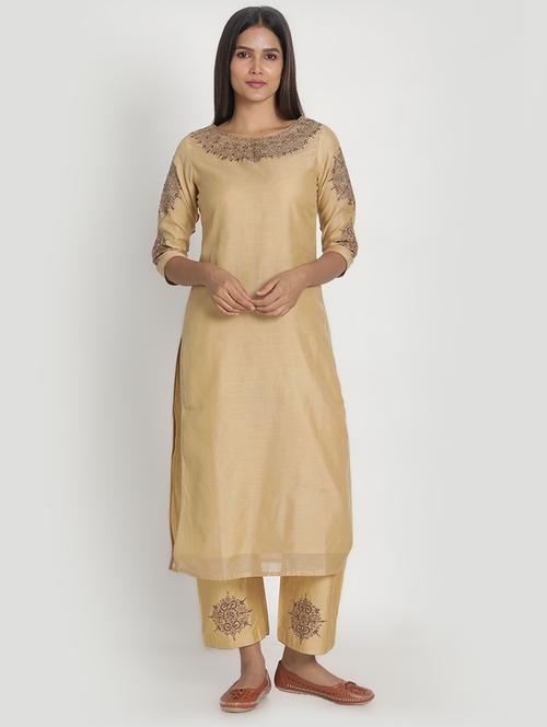 embroidered kurta palazzo set - 17557481 -  Standard Image - 0