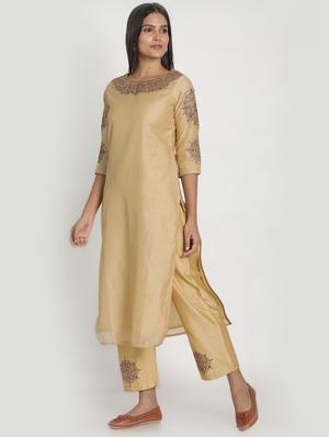 embroidered kurta palazzo set - 17557481 - Standard Image - 2