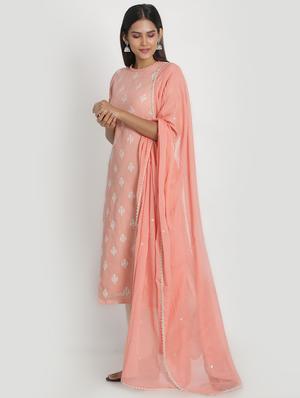 peach cotton suit set - 17557493 - Standard Image - 2