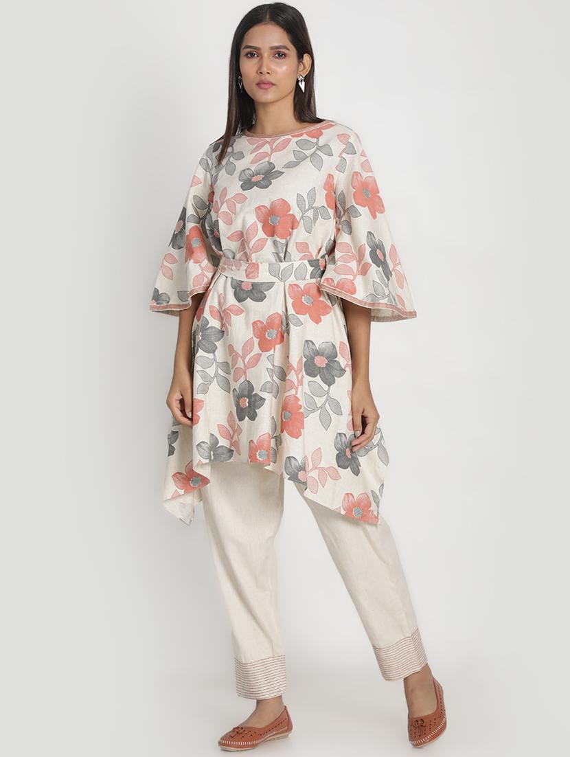 offwhite cotton kurta pant set - 17557496 - Zoom Image - 1