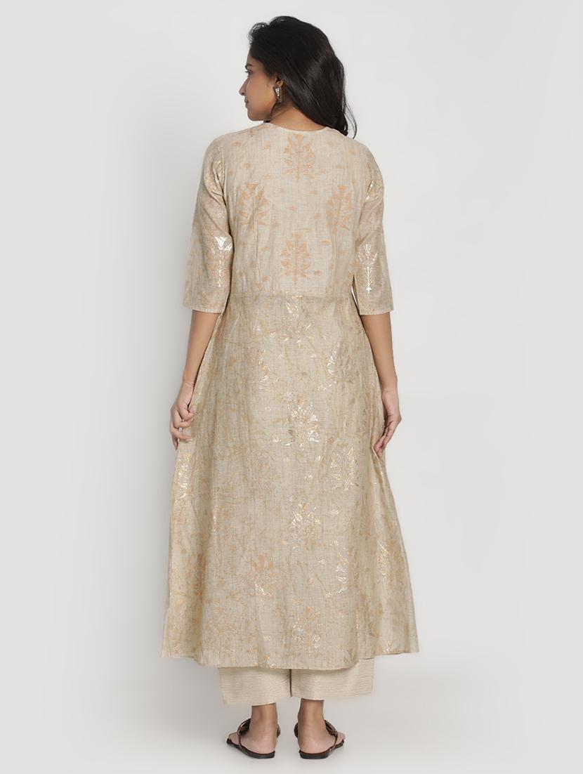 foil print kurta palazzo set - 17557497 - Zoom Image - 3