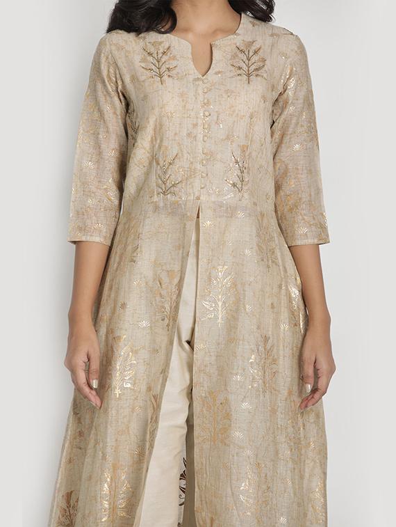 foil print kurta palazzo set - 17557497 - Zoom Image - 4
