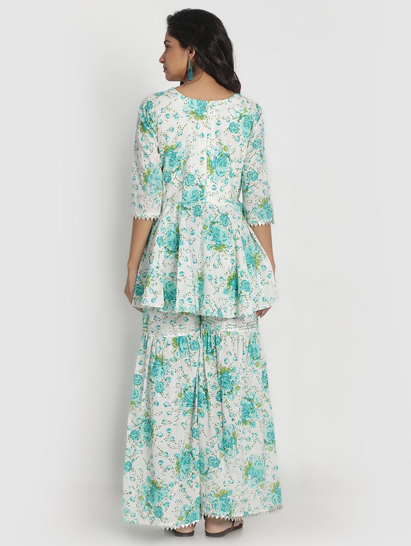 offwhite cotton kurta sharara set - 17557504 - Zoom Image - 3