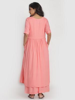 peach rayon kurta palazzo set - 17557507 - Standard Image - 3