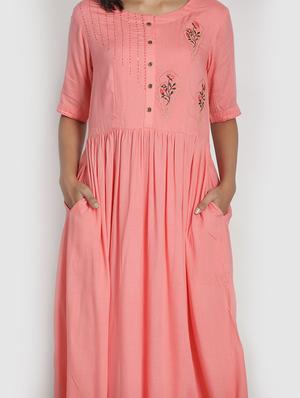 peach rayon kurta palazzo set - 17557507 - Standard Image - 4