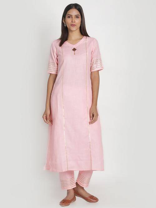 solid kurta pant set - 17557509 - Very Small Image - 1