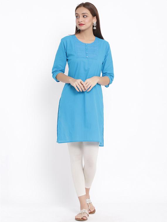 solid straight kurta - 17557515 - Zoom Image - 1