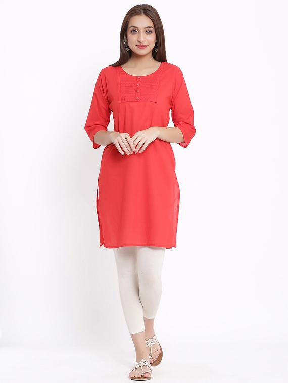 solid straight kurta - 17557523 - Zoom Image - 1