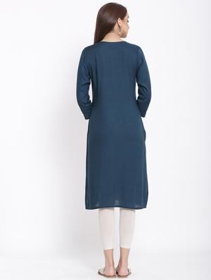 embroidered straight kurta - 17557525 - Standard Image - 3