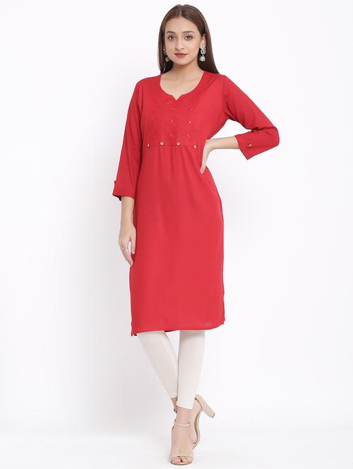 embroidered straight kurta - 17557526 - Standard Image - 1