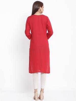 embroidered straight kurta - 17557526 - Standard Image - 3