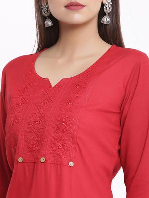 embroidered straight kurta - 17557526 - Standard Image - 4