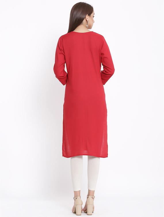 embroidered straight kurta - 17557526 - Zoom Image - 3