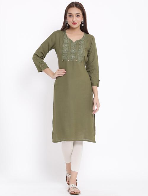 embroidered straight kurta - 17557527 - Standard Image - 1