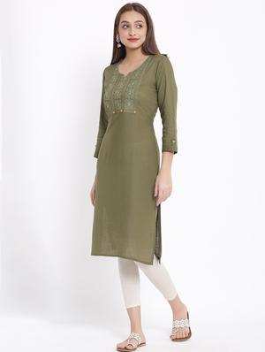 embroidered straight kurta - 17557527 - Standard Image - 2