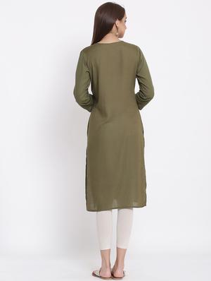 embroidered straight kurta - 17557527 - Standard Image - 3