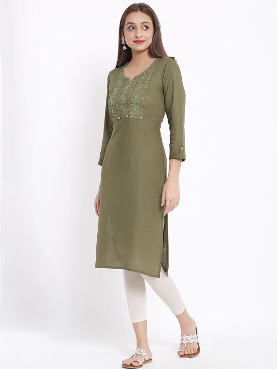 embroidered straight kurta - 17557527 - Zoom Image - 2