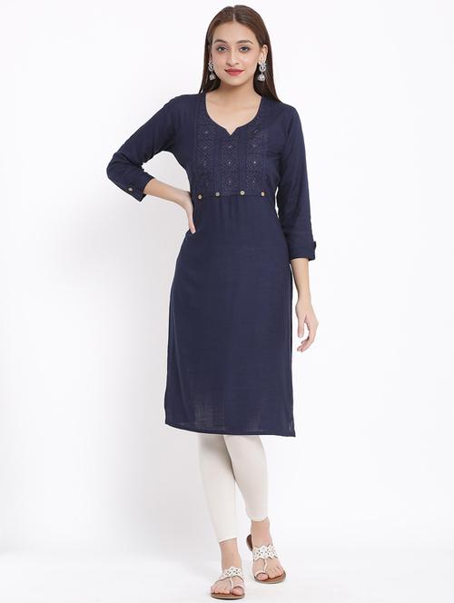 embroidered straight kurta - 17557528 - Standard Image - 1
