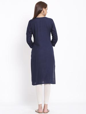 embroidered straight kurta - 17557528 - Standard Image - 3