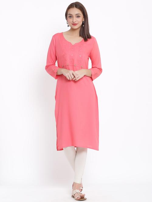 embroidered straight kurta - 17557529 - Standard Image - 1