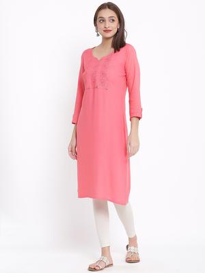 embroidered straight kurta - 17557529 - Standard Image - 2