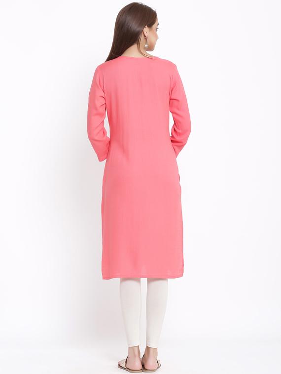 embroidered straight kurta - 17557529 - Zoom Image - 3