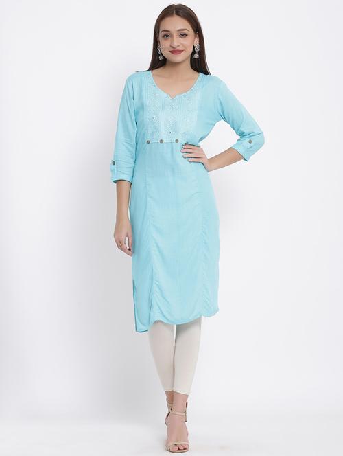 embroidered straight kurta - 17557531 - Standard Image - 1