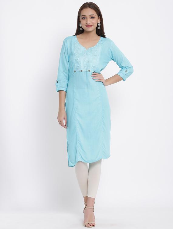 embroidered straight kurta - 17557531 - Zoom Image - 1