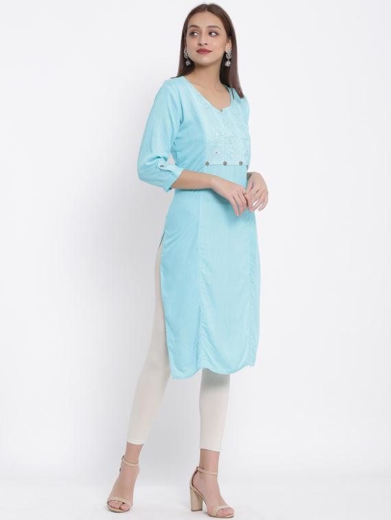 embroidered straight kurta - 17557531 - Zoom Image - 2