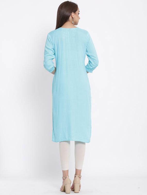 embroidered straight kurta - 17557531 - Zoom Image - 3