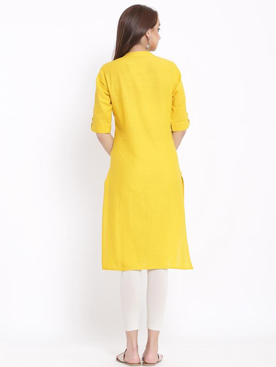 solid straight kurta - 17557536 - Zoom Image - 3