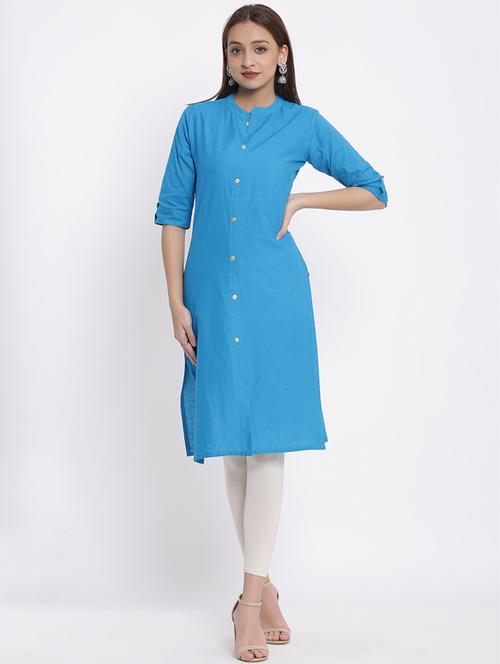 solid straight kurta - 17557540 - Standard Image - 1