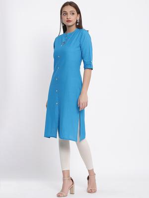 solid straight kurta - 17557540 - Standard Image - 2