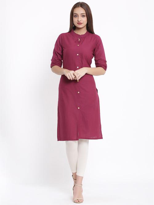solid straight kurta - 17557541 - Standard Image - 1