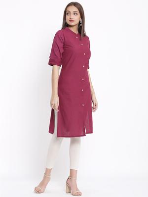 solid straight kurta - 17557541 - Standard Image - 2
