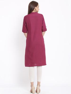 solid straight kurta - 17557541 - Standard Image - 3