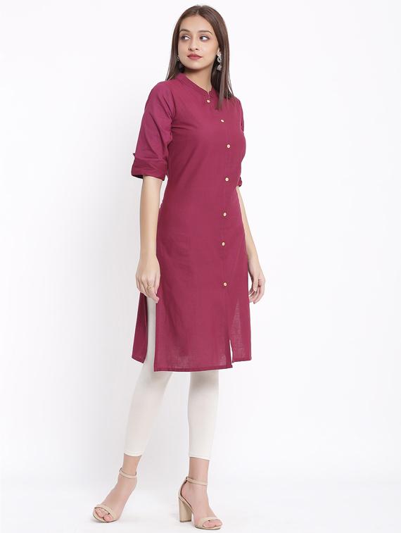 solid straight kurta - 17557541 - Zoom Image - 2
