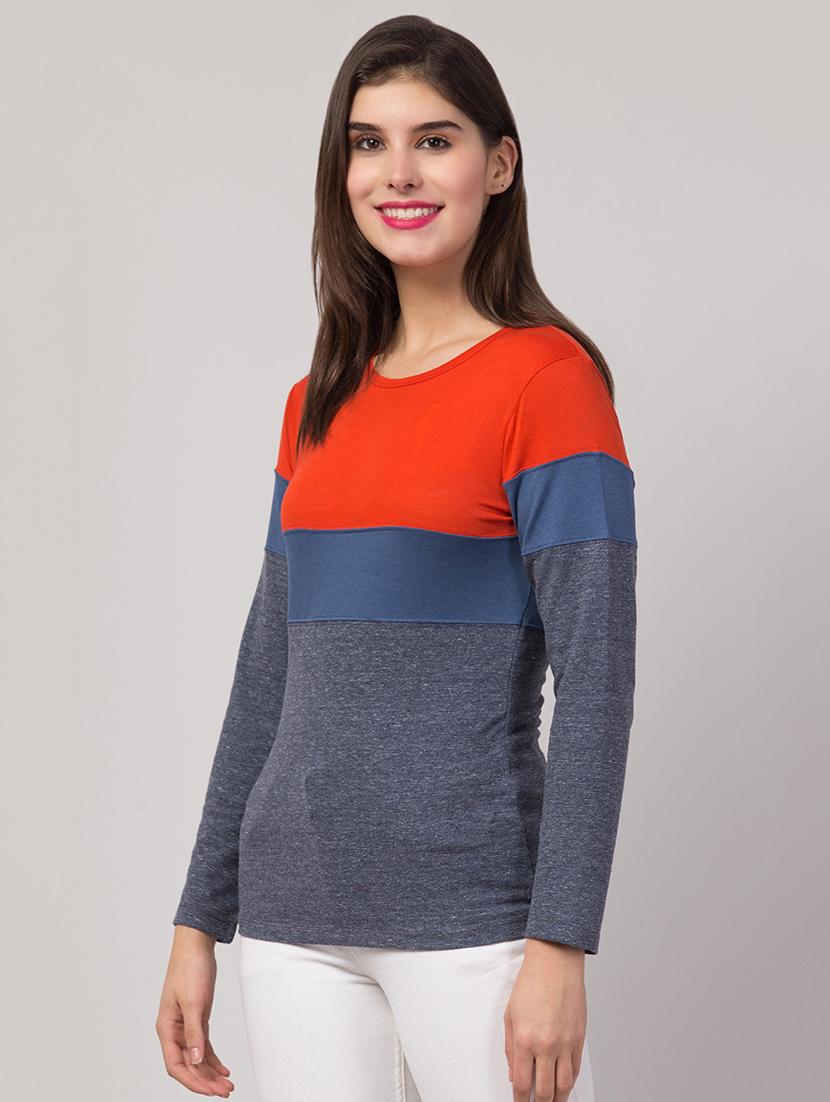 round neck color block tee - 17557543 - Zoom Image - 2