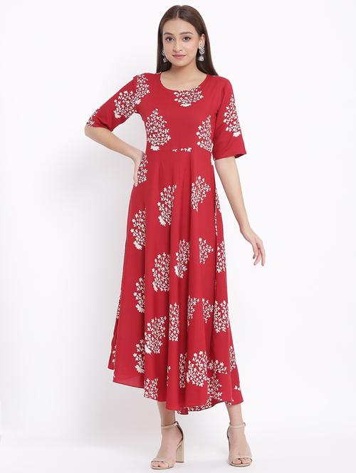 floral print flared ethnic dress - 17557548 - Standard Image - 1