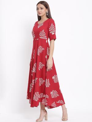 floral print flared ethnic dress - 17557548 - Standard Image - 2