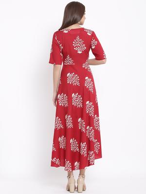 floral print flared ethnic dress - 17557548 - Standard Image - 3