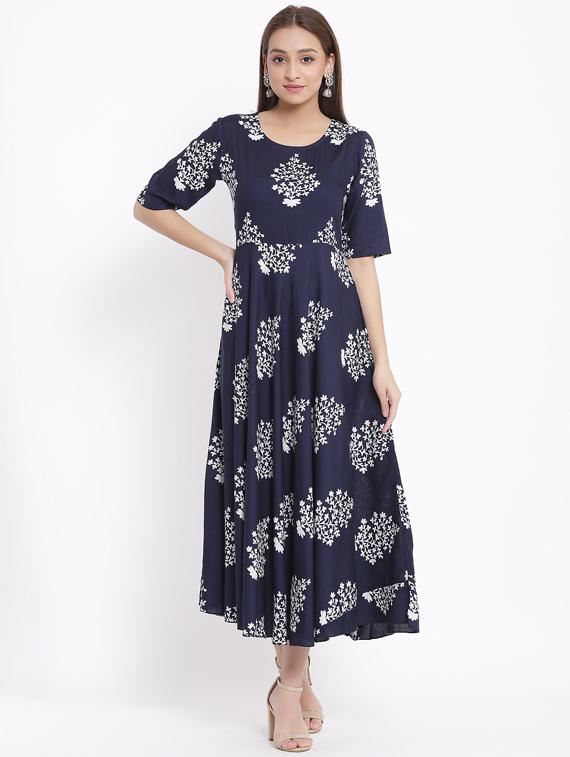 floral print flared ethnic dress - 17557549 - Zoom Image - 1