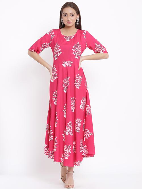 floral print flared ethnic dress - 17557550 - Standard Image - 1