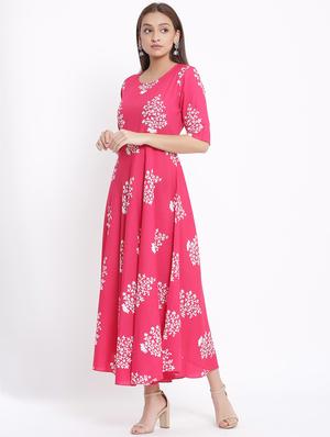 floral print flared ethnic dress - 17557550 - Standard Image - 2