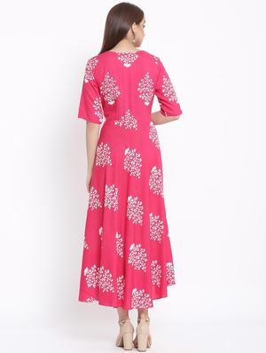 floral print flared ethnic dress - 17557550 - Standard Image - 3